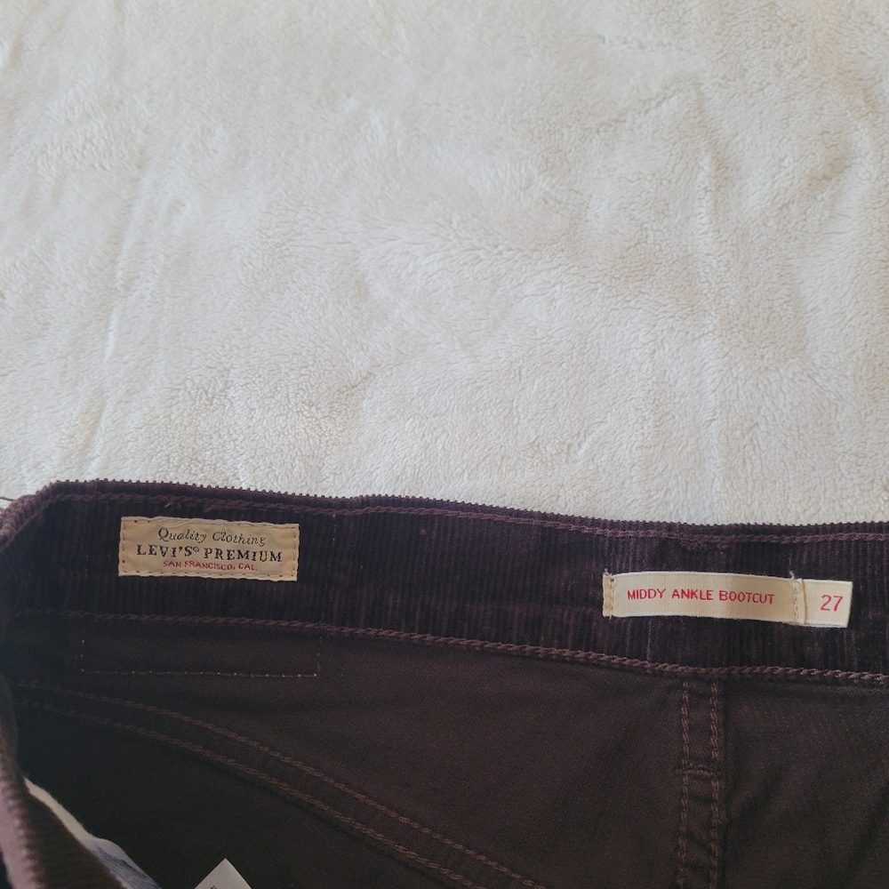 Levi's Middy Ankle Bootcut Chocolate Brown Corduroy Denim Trousers Pants W27 L27 - Picture 8 of 13
